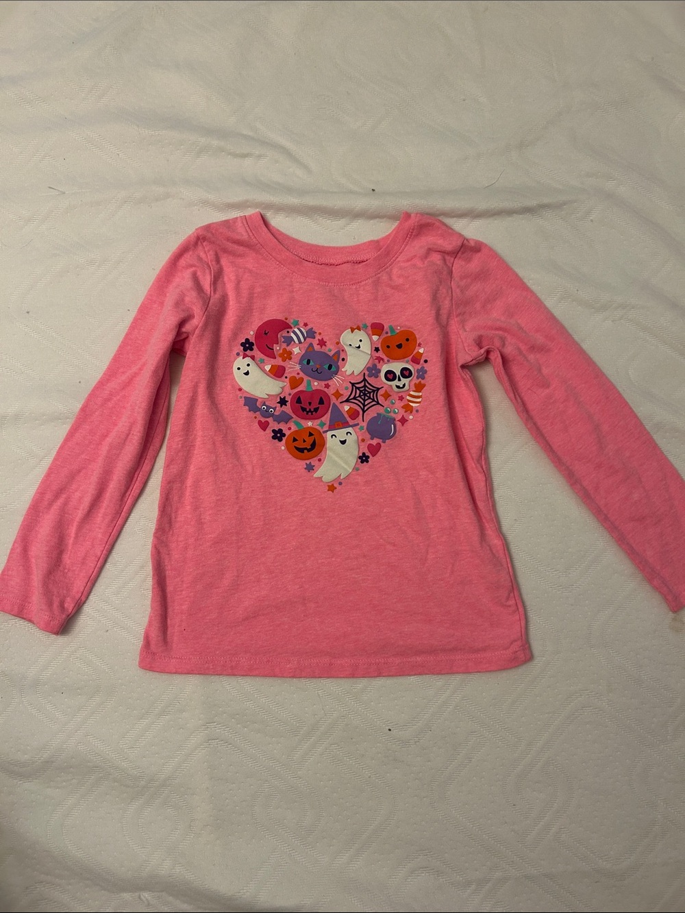 The Children's Place Pink Long-Sleeve Heart Halloween Graphic Tee
